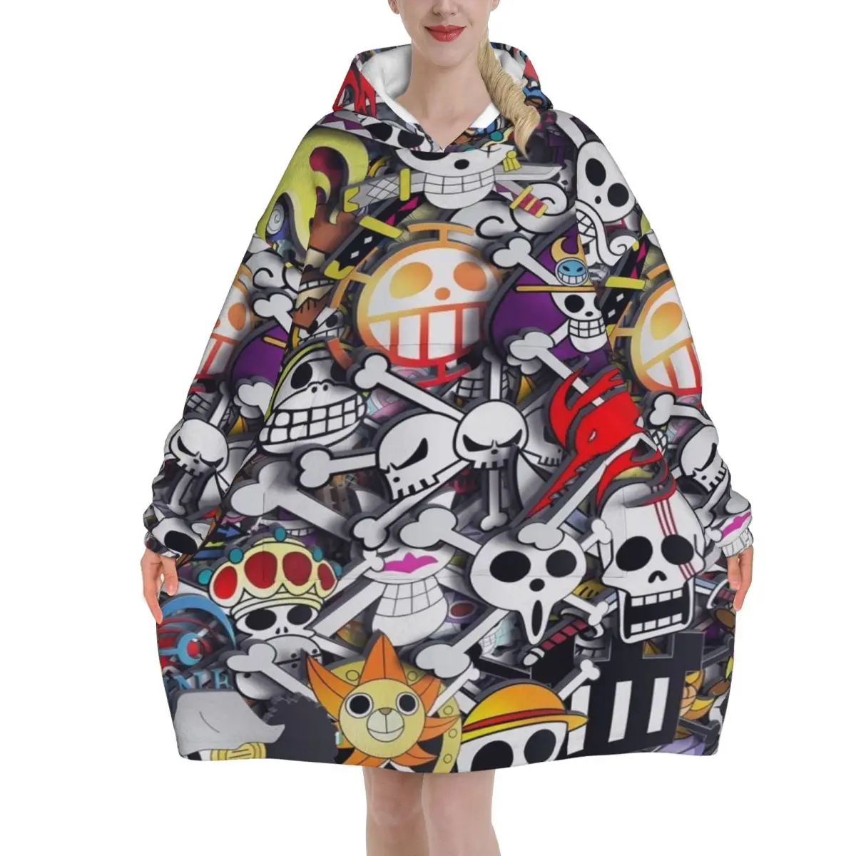 

Luffy Zoro Tony Chopper Anime Blanket Hoodie Oversized Wearable Sweatshirt Blanket Warm Gifts for Women Girls Girlfriend