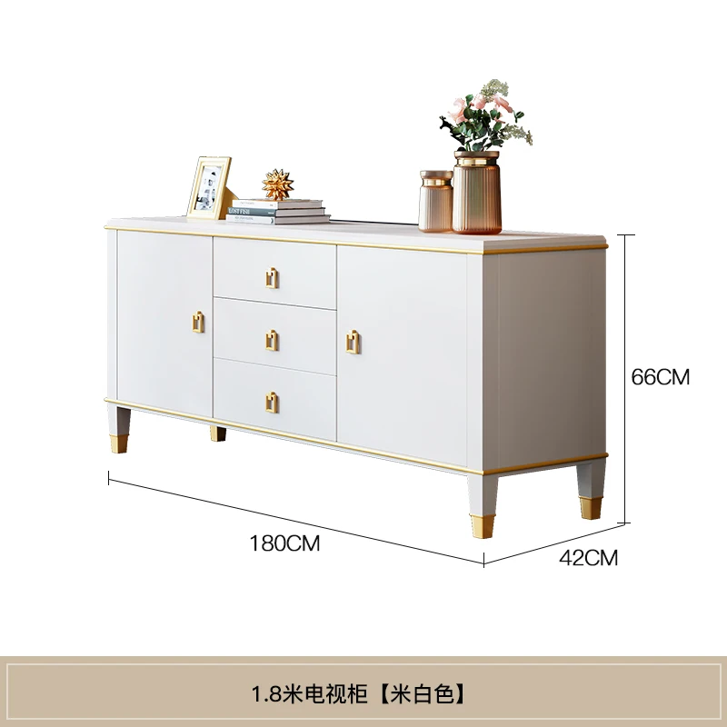 

Yy TV Cabinet High Cabinet Tailstock French Cream Style Solid Wood Master Bedroom TV Stand