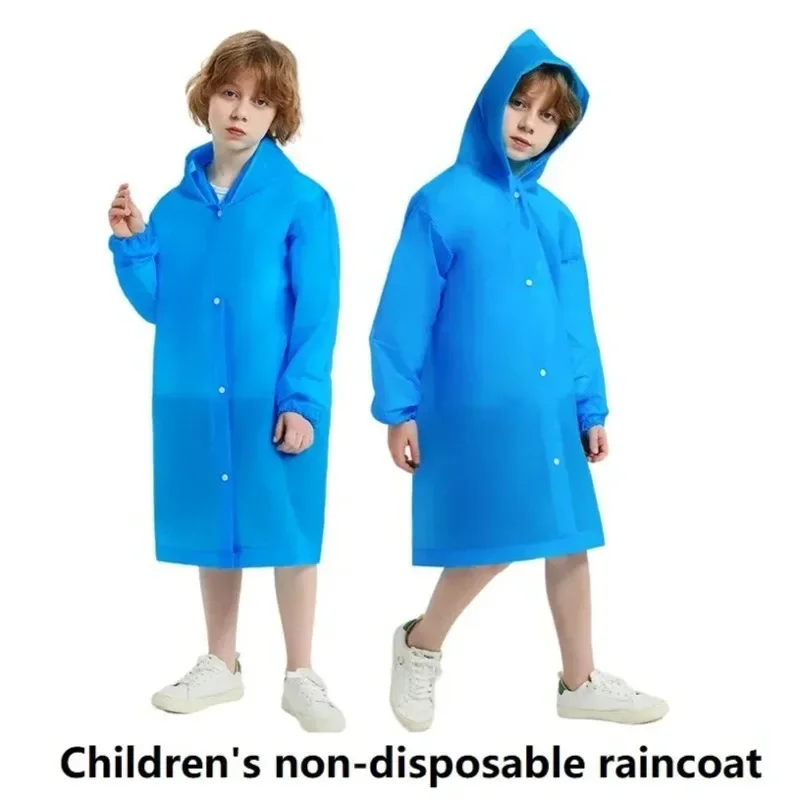EVA Transparenter Einteiliger Wasserdichter Kinder-Regenmantel Leichter Kapuzenponcho für Outdoor-Reisen Tragbarer Dicker Regenschutz – Detail 6