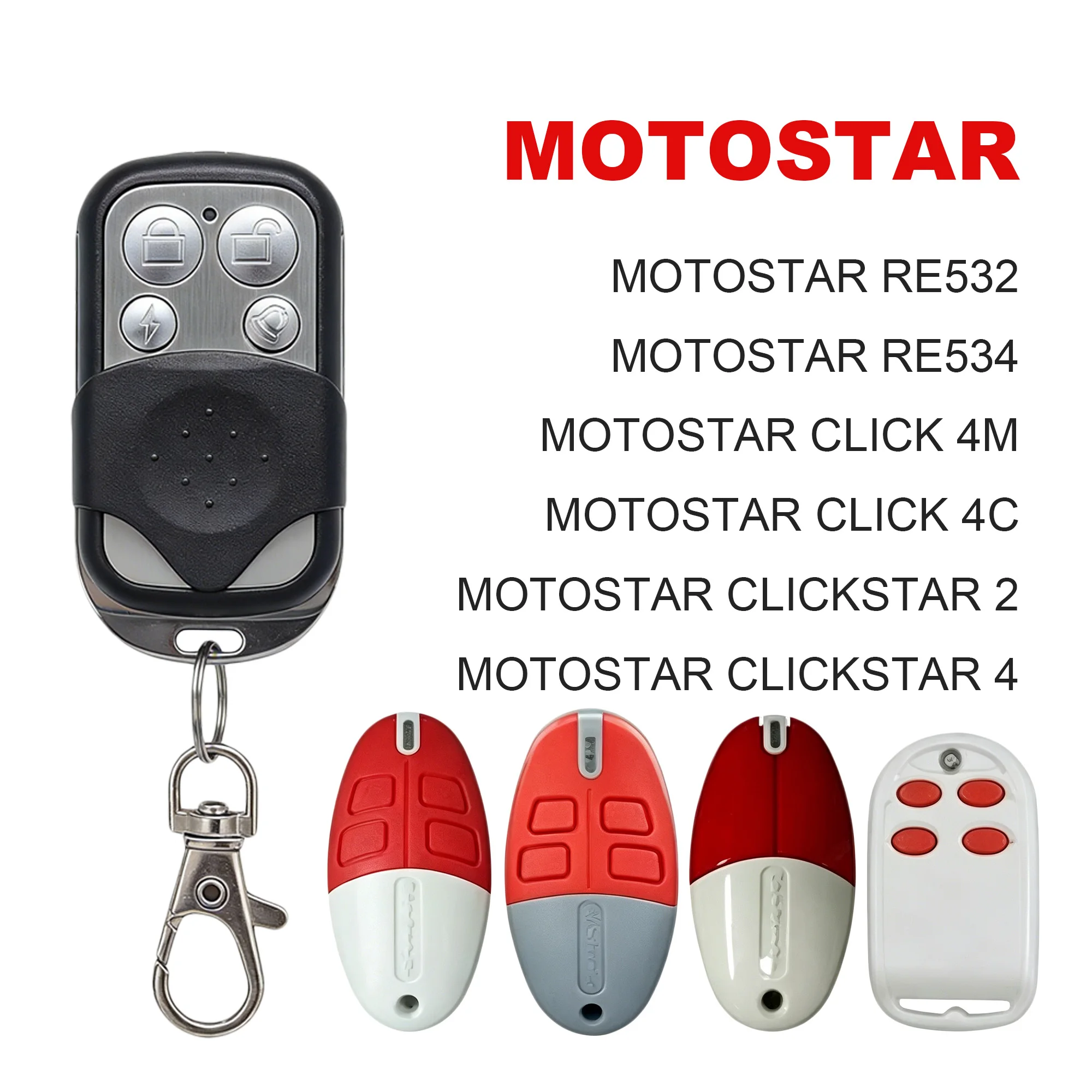 Universal 433.92MHz Gate Remote Keychain Duplicator 4‑Button for MOTOSTAR PROTECO ROGER TORMATIC FERPORT Door Controller
