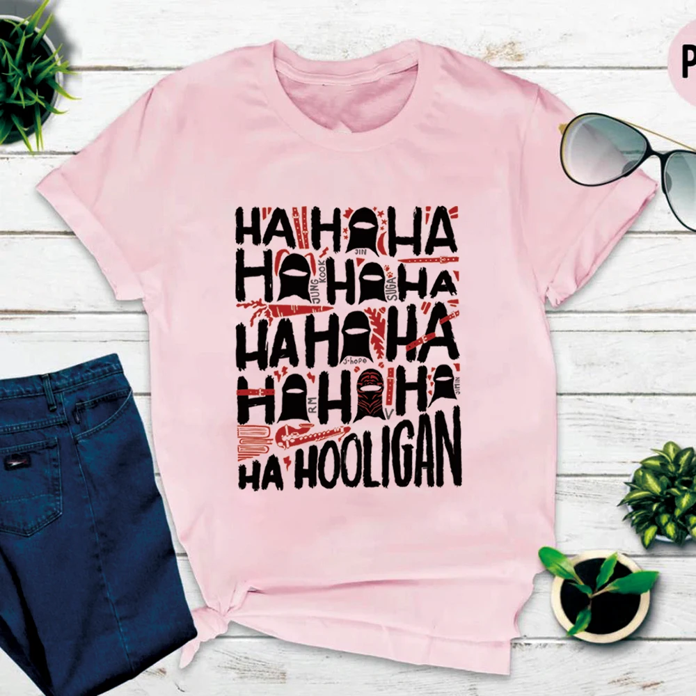 Hooligan Lyric T-Shirt Lustiges Kpop T-Shirt Retro Ha Ha Ha Grafik-Shirts Harajuku Konzert-T-Shirt Unisex Kurzarm-Oberteile Fan-Geschenke – Detail 12