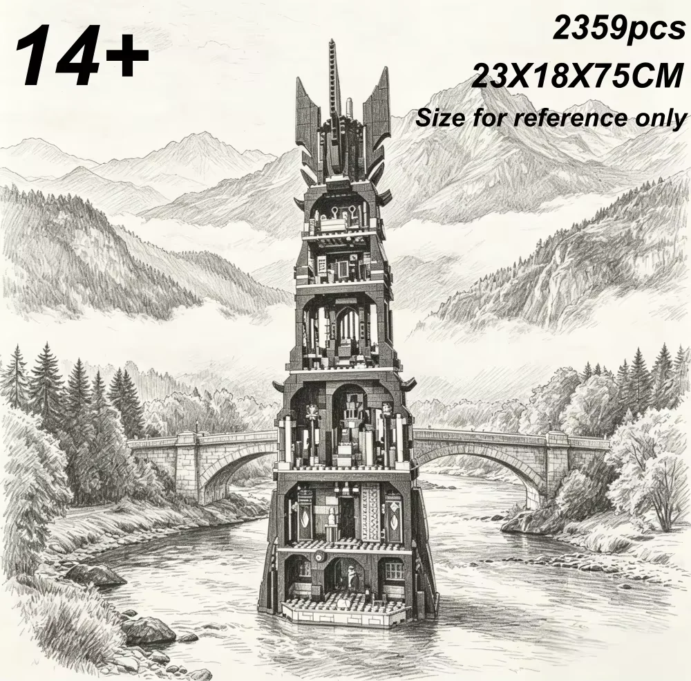 2026 in stock 2359 black tower building block model ornaments suitable for birthday and Christmas gifts