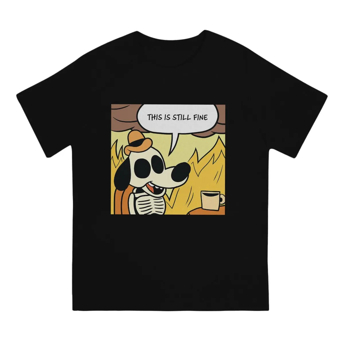 Cute Dog T-Shirt for Men This Is Fine Awesome Pure Cotton Tees Round Collar Short Sleeve T Shirt Printed Tops