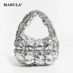 MABULA Mini Silver Puffer Wrist Handbag Trend Bubble Shape Padded Women Tote Bag Clutch Purse Brand Cloud daily Key Pouch