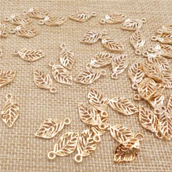 20PCS Small Tree Leaves Charms Gold Color Alloy Hollow Leaf Pendant Necklace Bracelet Earrings Jewelry Accessory