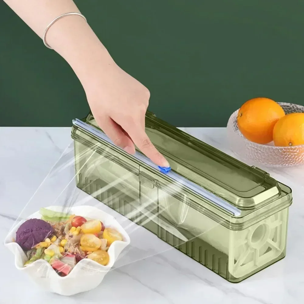 

Plastic Wrap Dispenser Fixing Foil Cling Film Cutter Food Wrap Plastic Sharp Dispenser Cutter Organizer Kitchen Tool Accessories