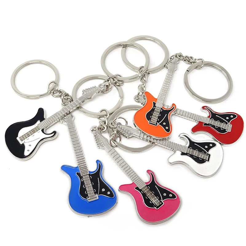 Chaveiro de guitarra elétrica para homens e mulheres, Chaveiro de guitarra para meninos e meninas, amantes de guitarra, jogadores, 6pcs