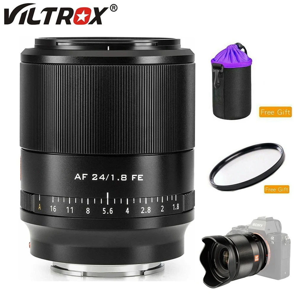 

Объектив Viltrox 24 мм f1,8 FE, широкоугольный, с автофокусом, с большим апертуром, для камеры Sony E-крепление A7R4 A7S2