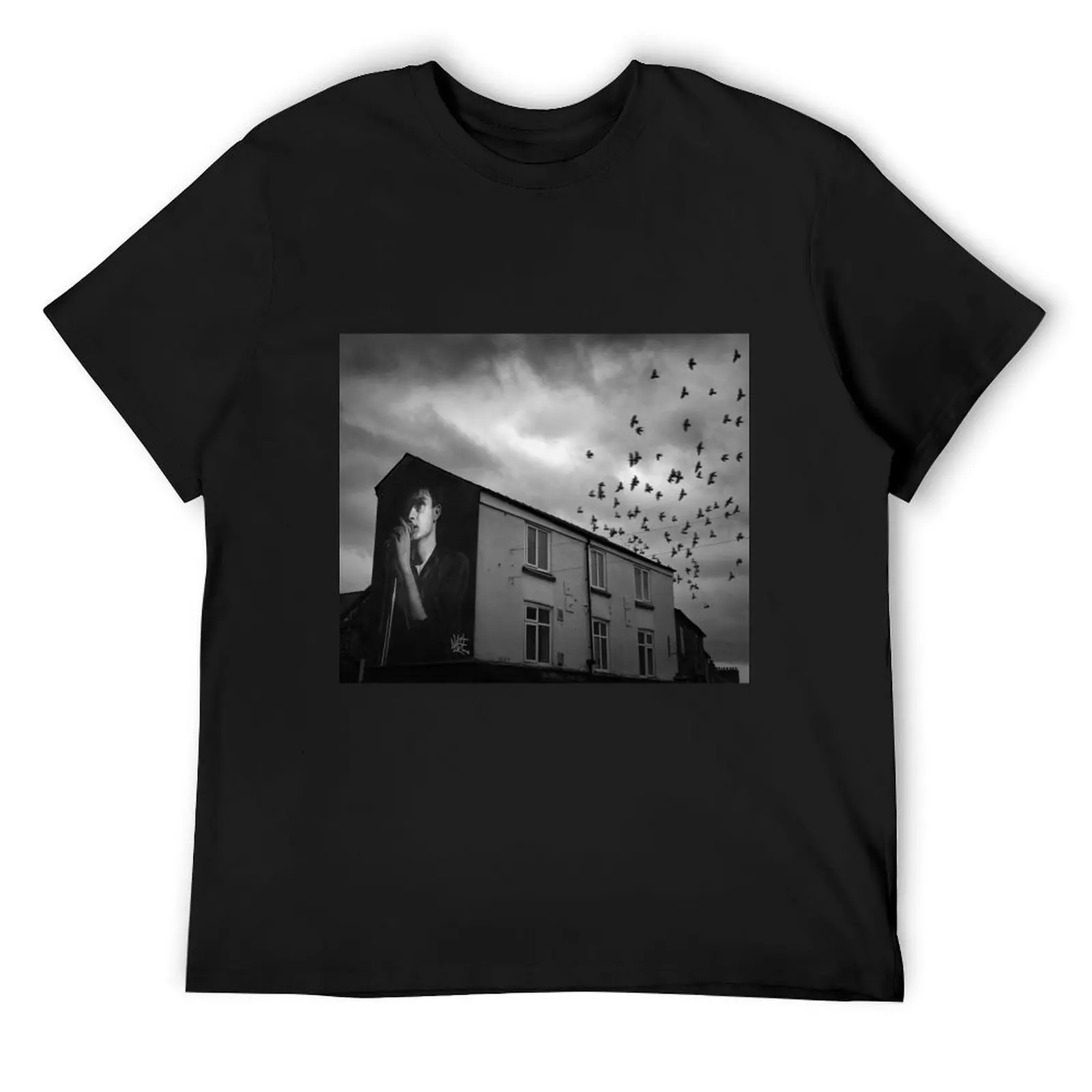 

Ian Curtis mural photo Mill St Macclesfield UK T-Shirt plus size clothes Short sleeve tee sweat shirts, men