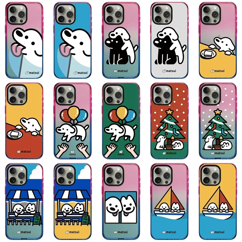 

Dog Friends Cartoon 2.5 Acrylic Gradient Border iPhone 12 13 14 15 Pro Max Protective Case