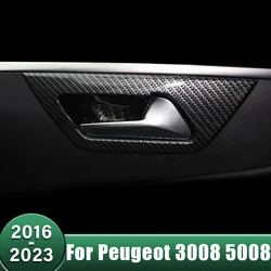 Car Interior Door Handle Bowl Frame Cover Trim Sticker For Peugeot 3008 5008 GT Hybrid 2016 2017 2018 2019 2020 2021 2022 2023