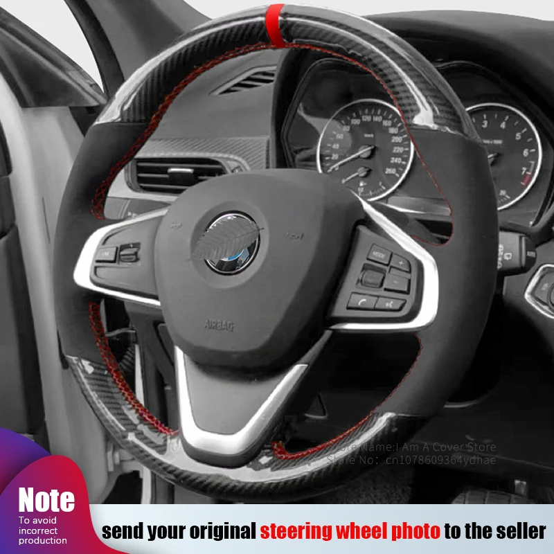 For BMW X1 1Series 120i 118i x2 4 series 425i  430I Carbon Suede hand sewn steering wheel cover auto interior accessories