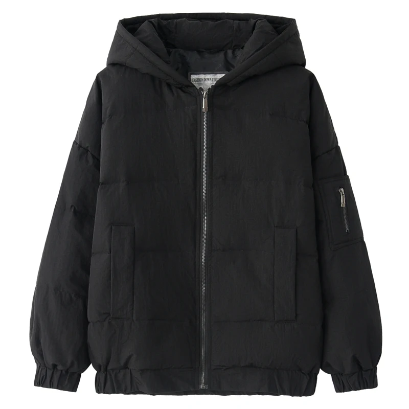 

Nice Pop Winter White Duck Down Jacket Thick Warm Fashion Camouflage Short Men Down Coat Hooded Black Down Parkas Plus Size