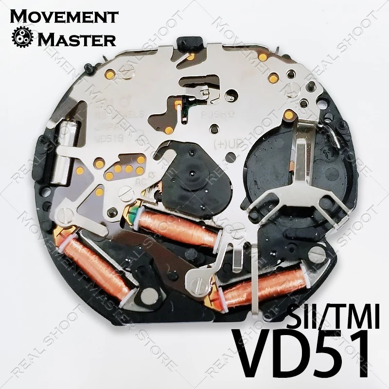 Quartz Movement for SII TMI VD51 5 Hands Multi Kinetic Chrono Adjustable Stem Battery Included for Watch Repair Replacement