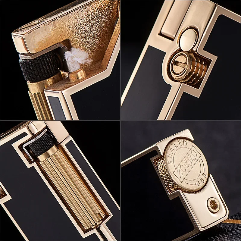 Zorro 666 Genuine New Design Creative Metal Windproof Lighter Press Pop-up Side-slip Ignition Kerosene Lighter Classic Mens Gift