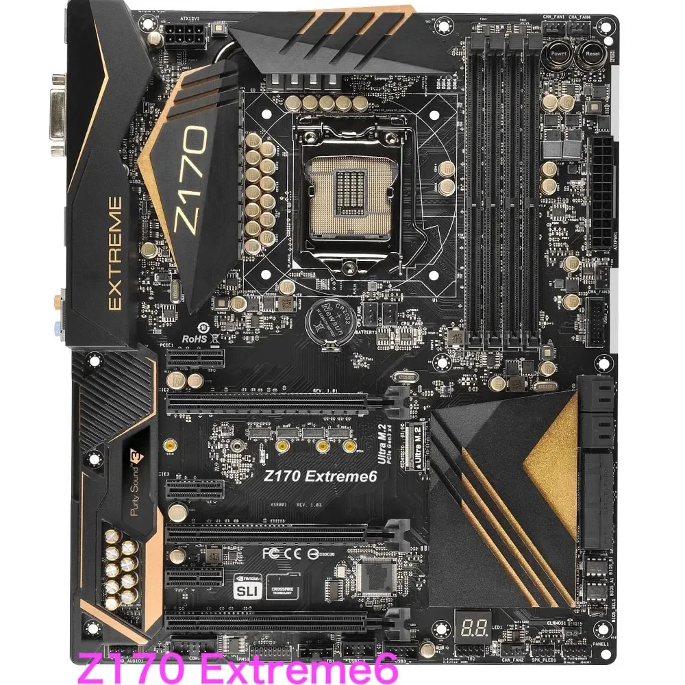 Suitable For ASRock Z170 Extreme6 Motherboard 64GB LGA 1151 DDR4 ATX Mainboard 100% Tested OK Fully Work