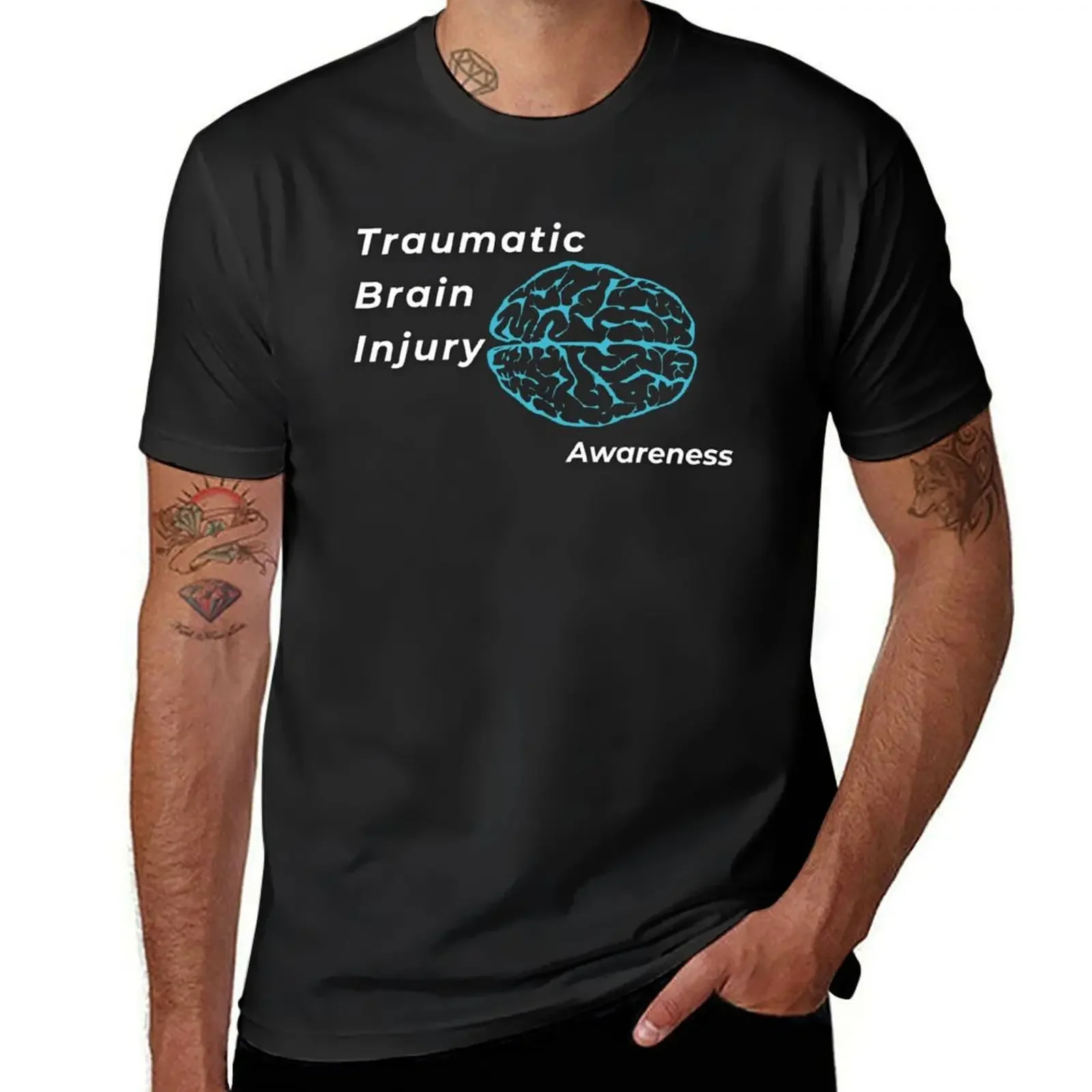 Traumatic Brain Injury Awareness (White Letters) T-Shirt oversized plain black t shirts men