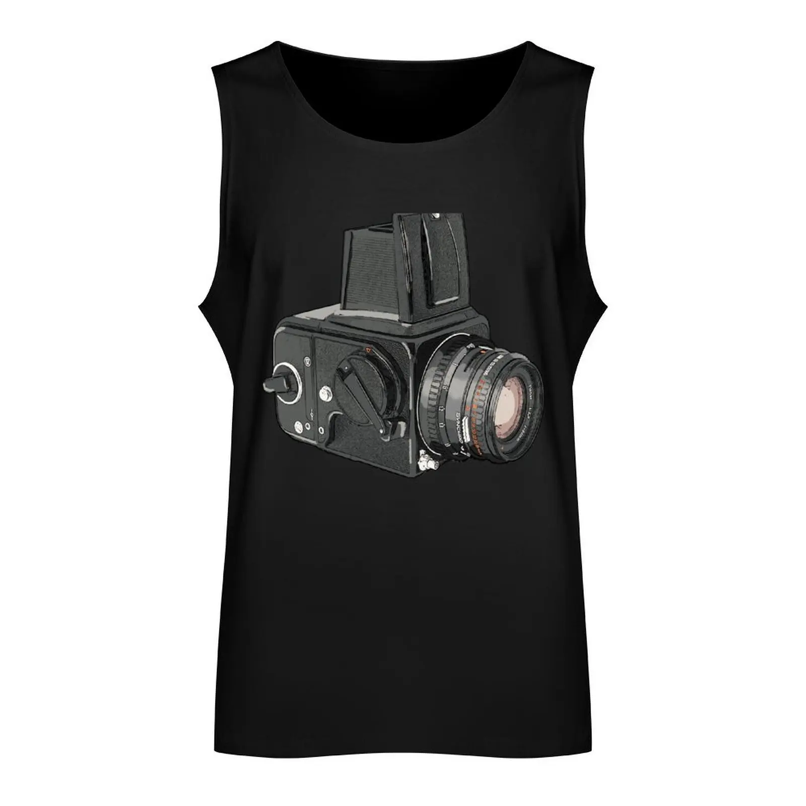 Hasselblad analog camera drawing Tank Top Male clothes gym t-shirts man gym Men's sleeveless t-shirt