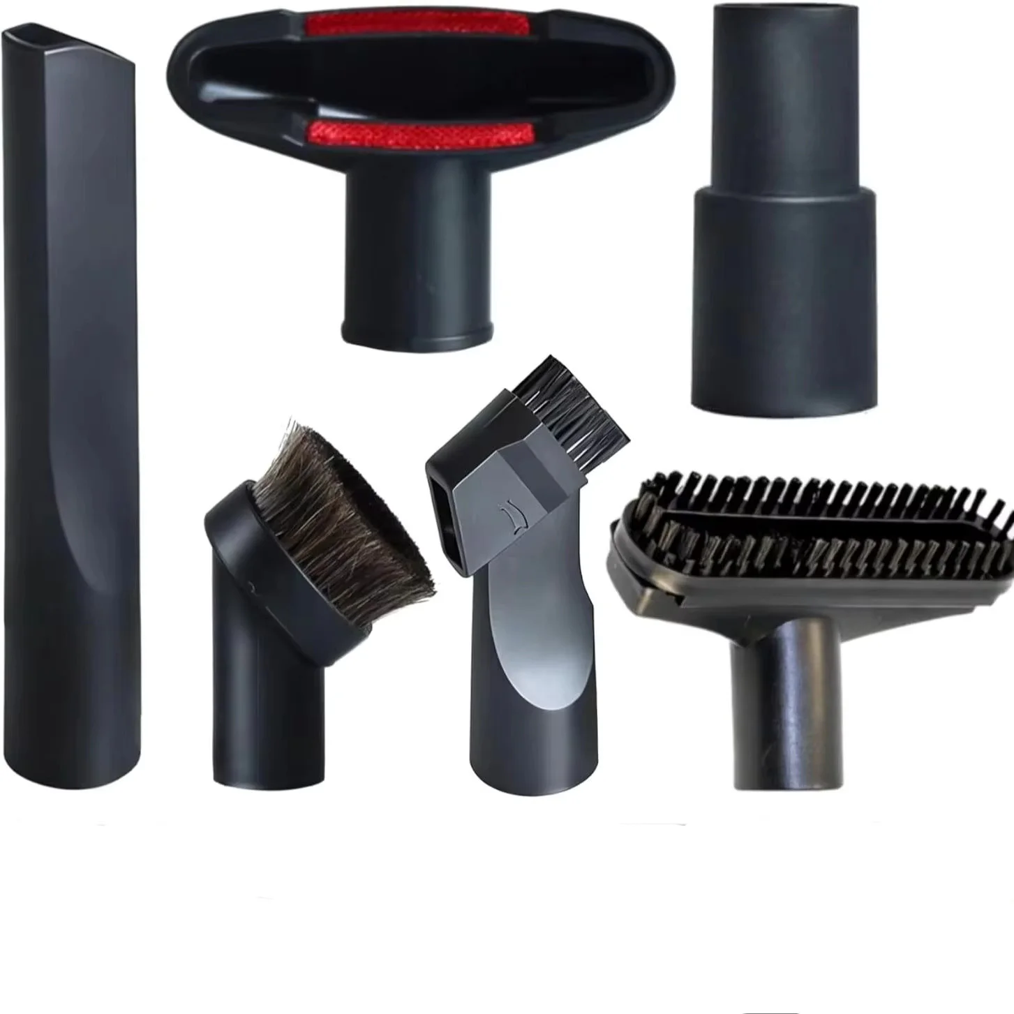 Vacuum Cleaner Accessories 6-Piece Set: Flat Nozzle, Sofa Brush, Bristle Brush, Extension Rod, Adapter, Suction Head Set