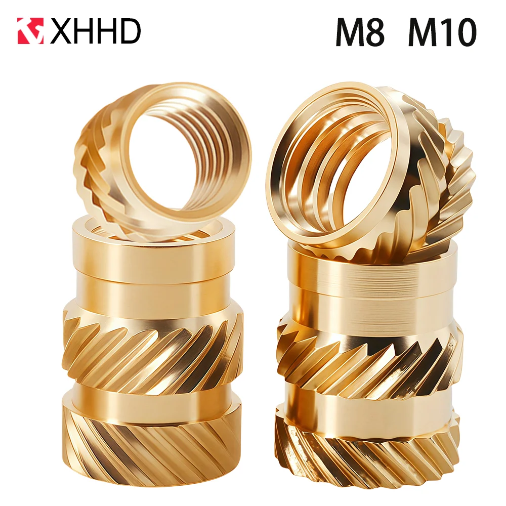 5-15pcsM8 M10 Brass Threaded Insert Nut Hot Melt Heat Knurled Embed Injection Insertnut for 3D Print Plastic Twill Injection Nut