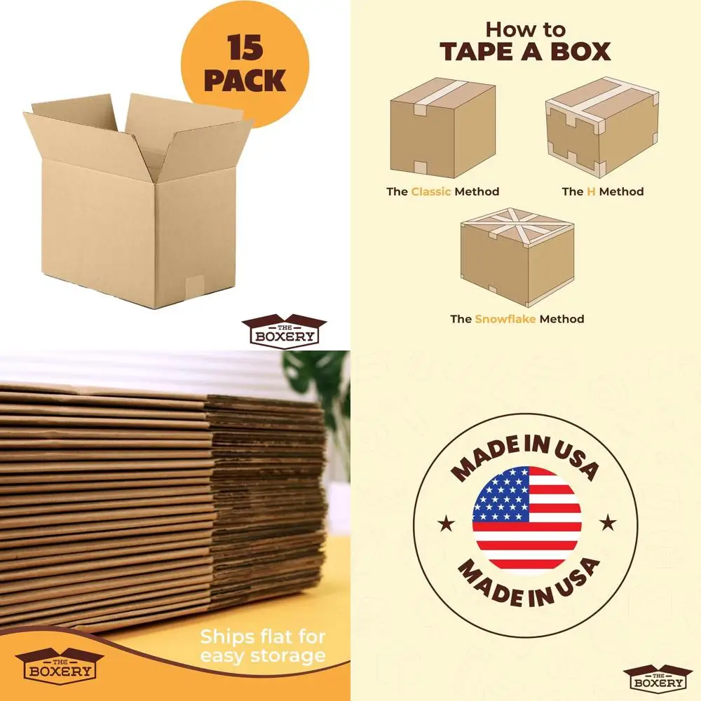 

15-Pack 22x18x16 Inches Brown Corrugated Cardboard Boxes for Shipping, Packing, Moving, and Storage - Durable, Eco-Friendly, Rec