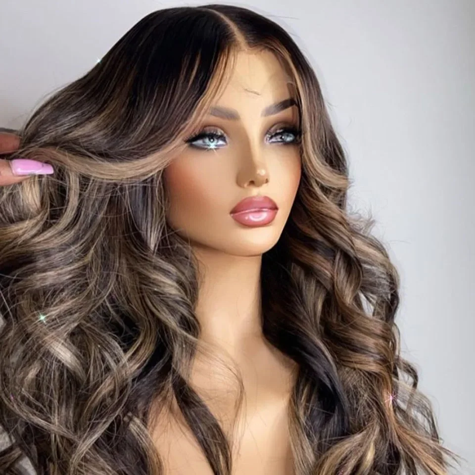 

Highlight Blonde Long 180%Density 26inch 5x5 Silk Base Wave Jewish Human With BabyHair HD Lace European Hair Preplucked Glueless