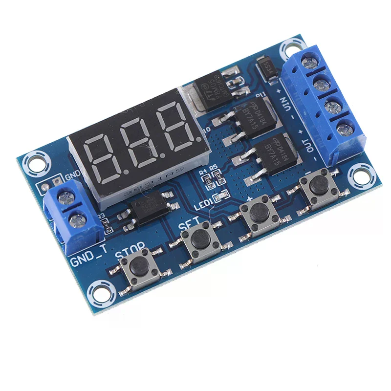 DC 6-30V Dual MOS Relay: LED Digital Time Delay Switch Module Circuit Board