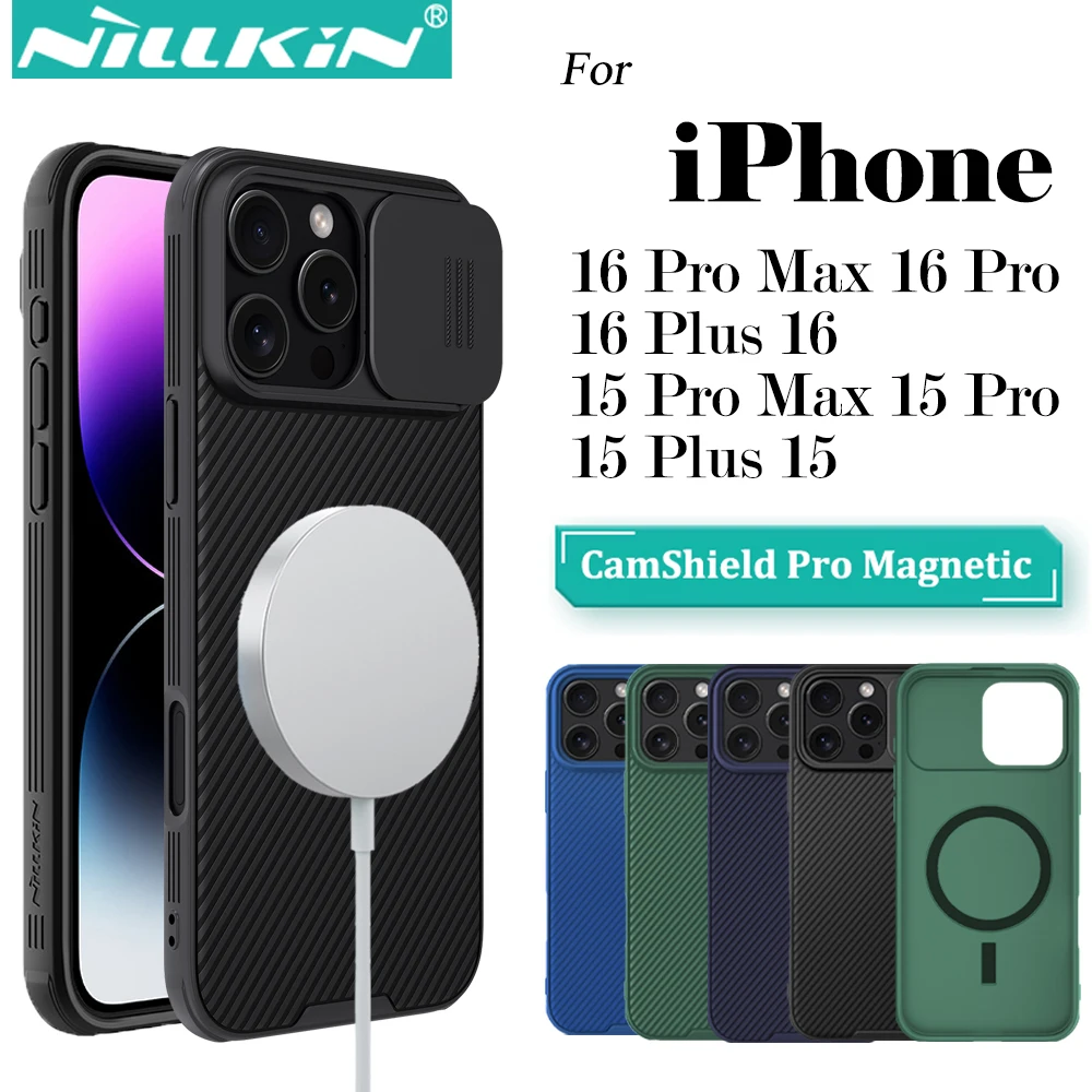 NILLKIN For iPhone 16 Pro Max 16 Plus 15 Pro Max 15 Plus CamShield Pro Magnetic Slide Camera Protector Cover Hard PC+TPU Cover