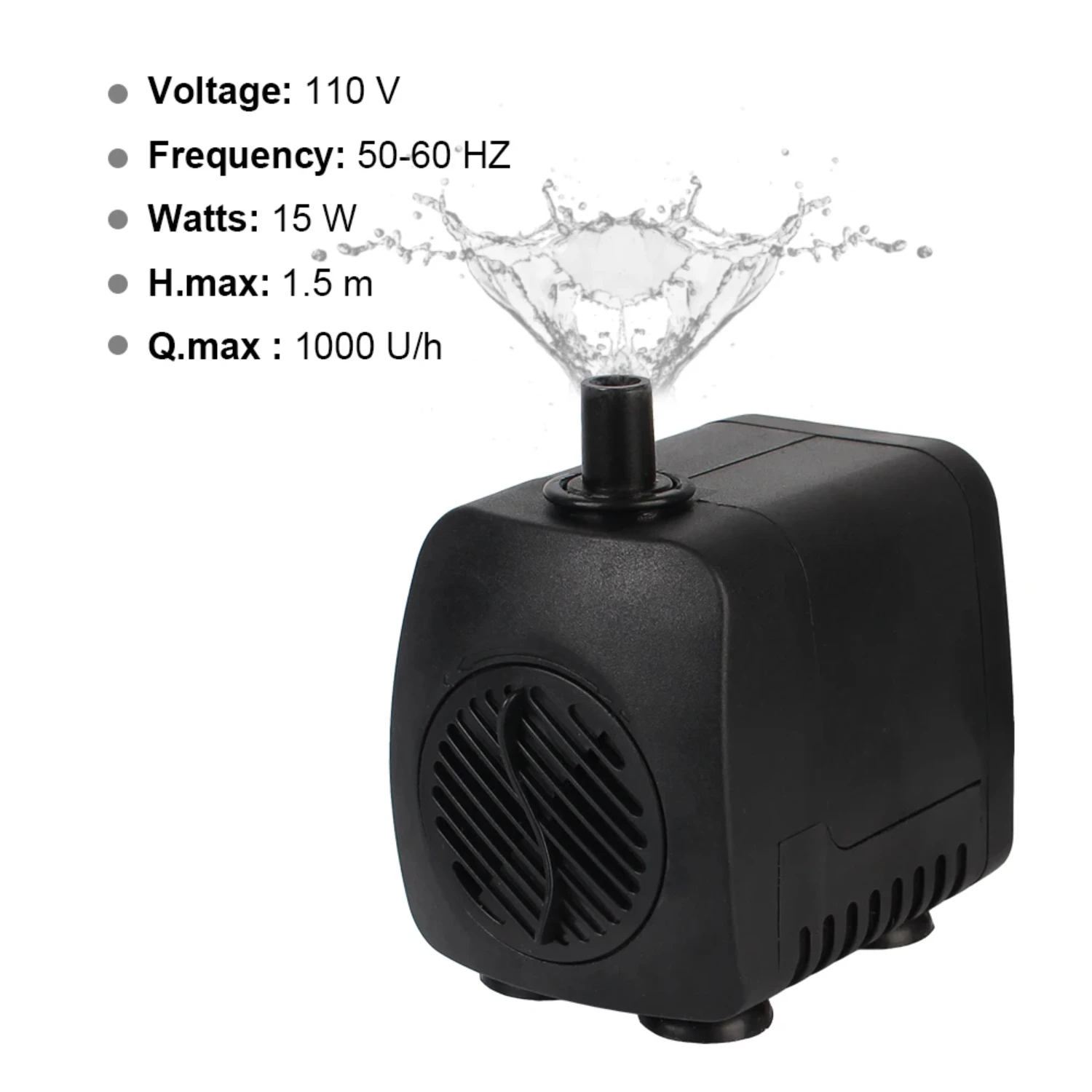 Adjustable 15 W Ultra-quiet Waterproof Garden Aquarium Fountain with Power Cord with 12 LED Light Water  EU Plug