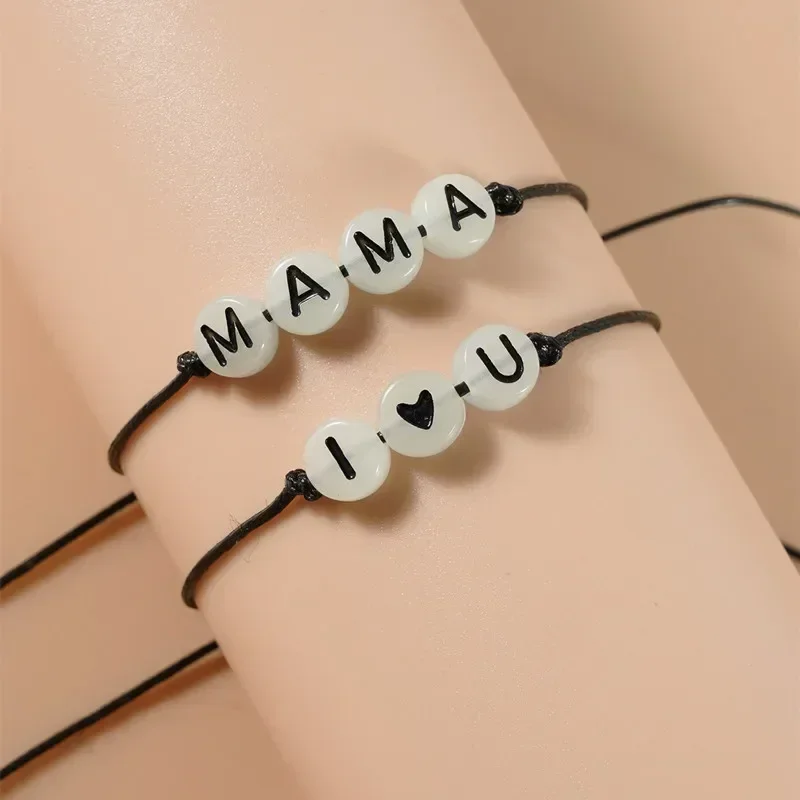 Charmsmic Mother\'s Day MAMA I LOVE YOU Wish Card Bracelets Night Luminous Acrylic Anti Allergy Mom Birthday Gifts
