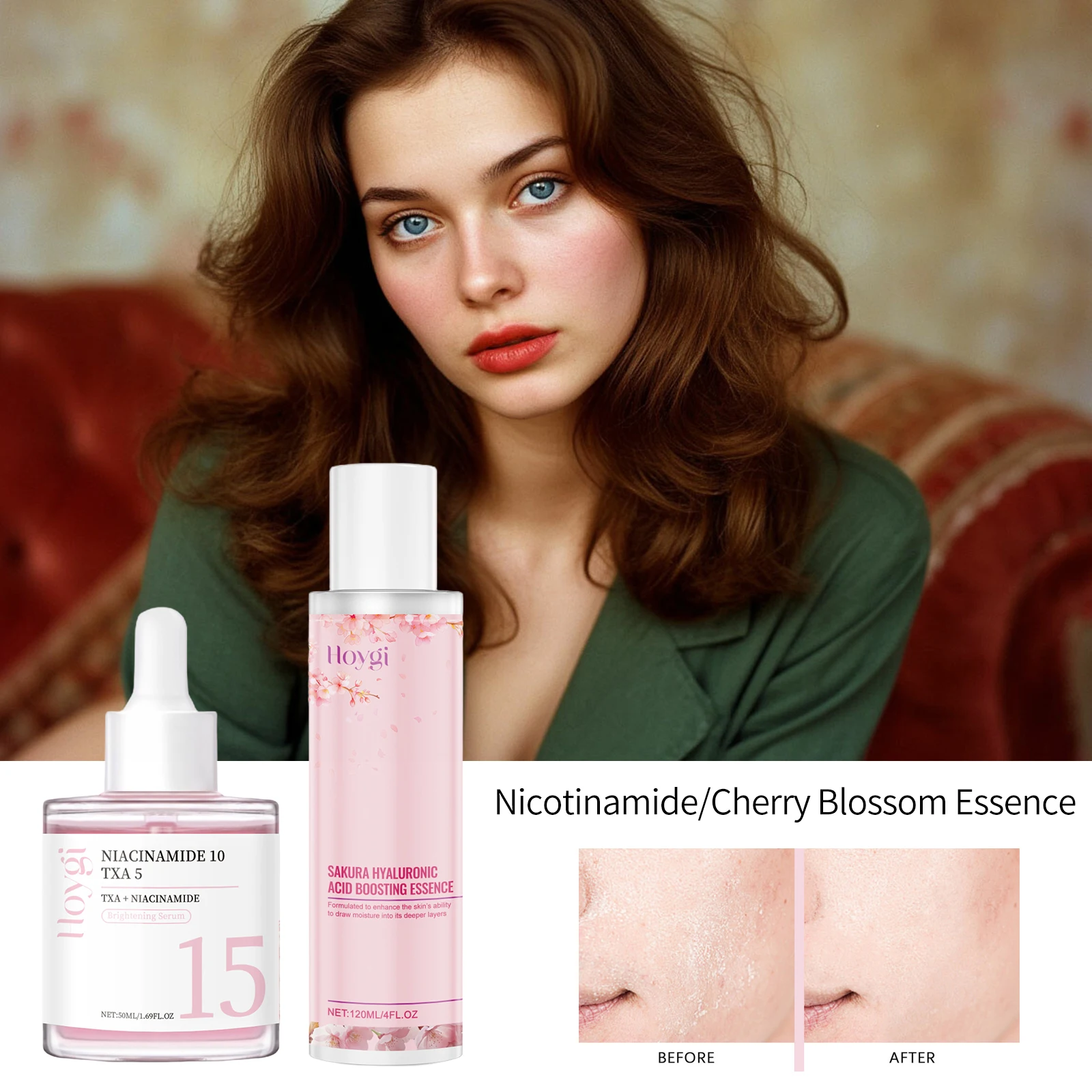 

Hyaluronic Acid Essence Long Last Moisturizing Nourishing Skin Reduce Dryness Balance Water Oil Shrink Pores Nicotinamide Serum
