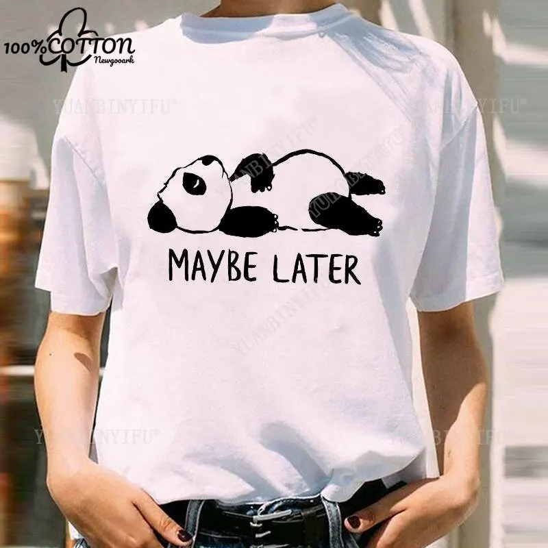 New Listing Harajuku Lovely Ladies' Short-sleeved Cotton T-shirt with Panda Pattern Print, Fun Ladies' Leisure Street Fashion