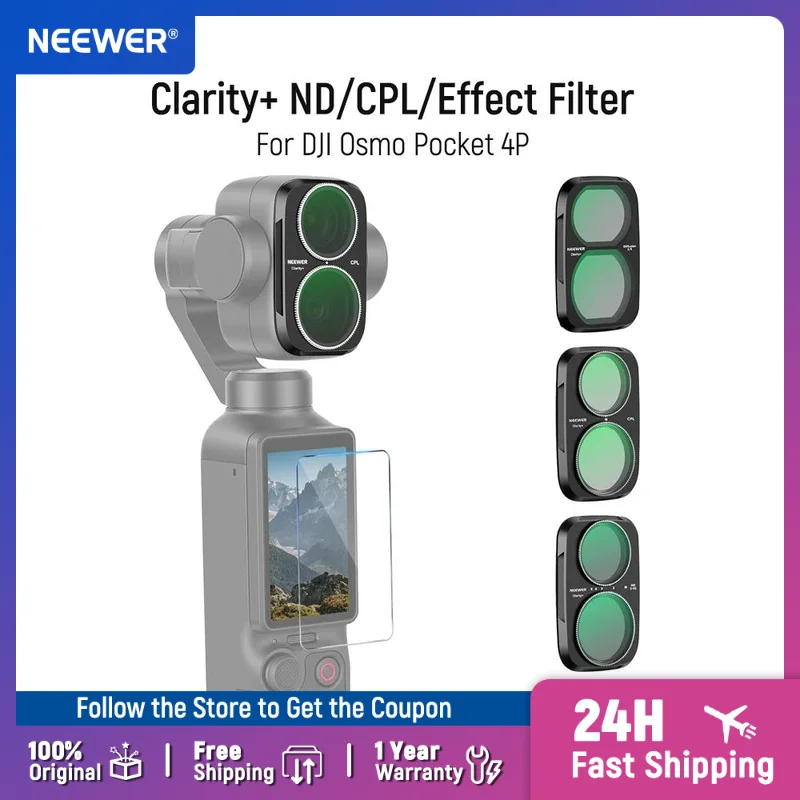 NEEWER Clarity+ ND/CPL/Effect Filter Compatible with DJI Osmo Pocket 4P | HD Optical, Variable ND Neutral Density ND2-32