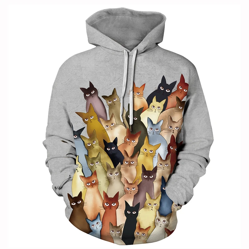 

Funny Cute Cat Picture 3D Print Hoodie For Men And Kid Outdoor Casual Pullover Hooded Fashion Clothes Oversize Sports Sweatshirt