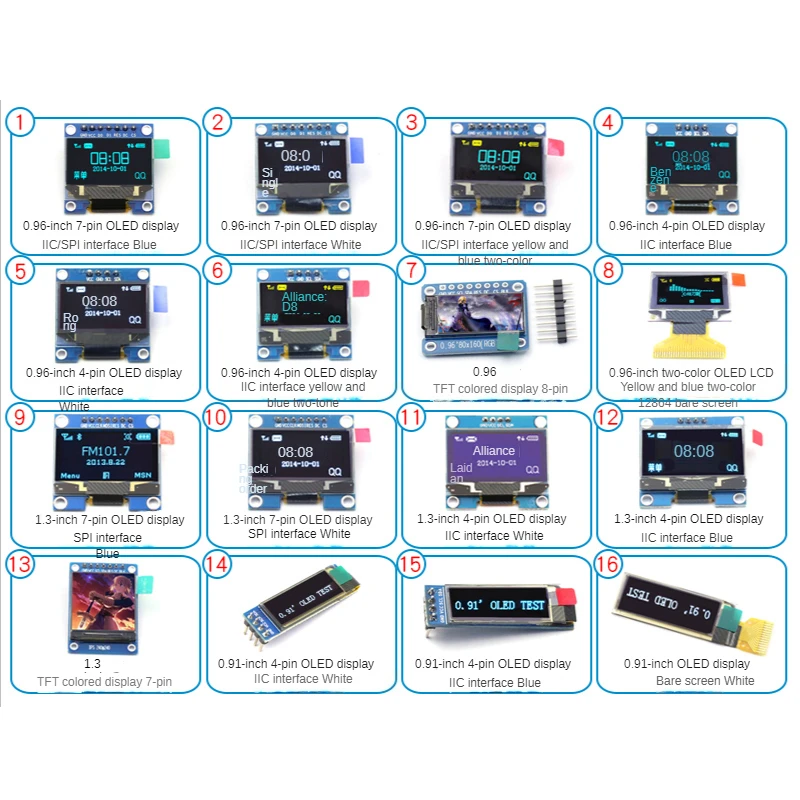 Modul Display Seri IIC OLED 0.96 Inci SPI 128X64 Layar Warna LCD Papan Layar 4-Pin UNTUK Arduino