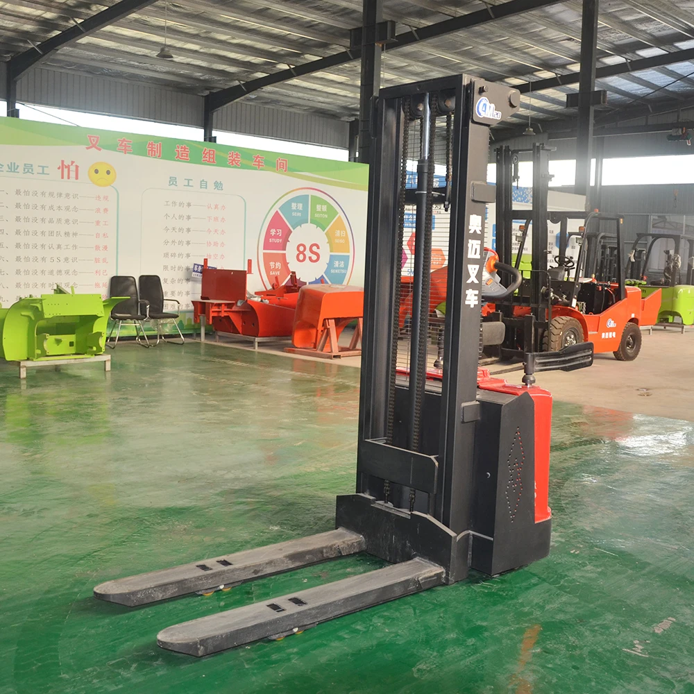 1500kg & 2000kg Capacity Full Electric Power Pallet Stacker 3000mm 5000mm Material Forks Electric Forklifts