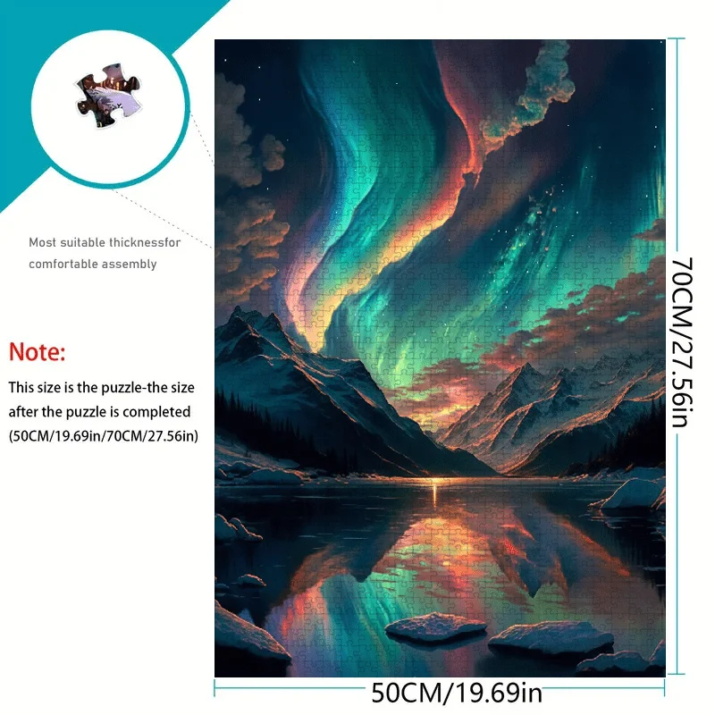 1000pcs Jigsaw Puzzle for Adults & Families - Northern Aurora Borealis Large Wall Art with 1000pcs, Challenging 5D Color Puzzl