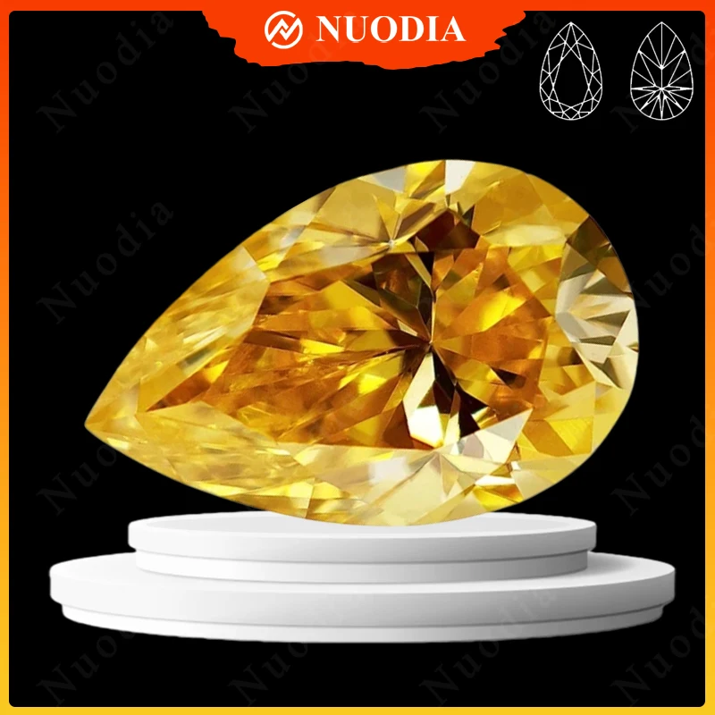 Moissanite Loose Stone Lemon Yellow Color Pear Cut 0.5-5.0ct Pass Diamond Tester GRA Certificate for Moissanite Jewelry Making