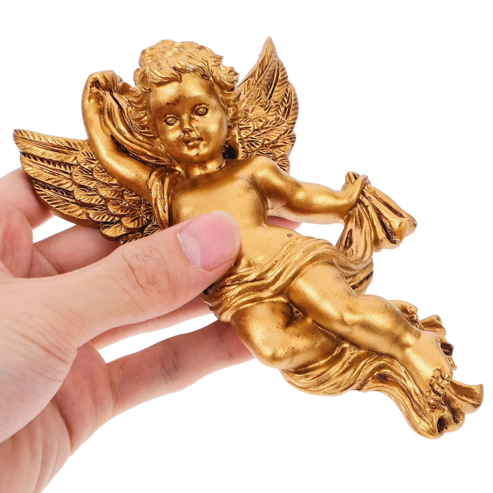 

Набор из 2 статуэток ангелов из смолы для декора стен: изысканная работа, украшение для гостиной, прихожей, кабинета, настенный декор, праздничный подарок