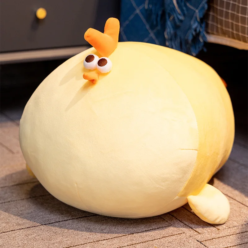 Juguete de peluche de pollo rechoncho Kawaii, Animal de peluche suave, almohada de pollo amarillo, cojín de sofá de habitación, decoración de regalo