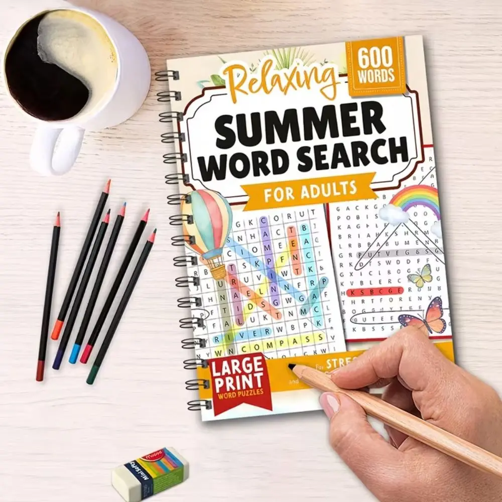 Large Print Word Search Book 600 Words Relaxation Summer Word Search Puzzles Stress Relief Educational Word Puzzles Book