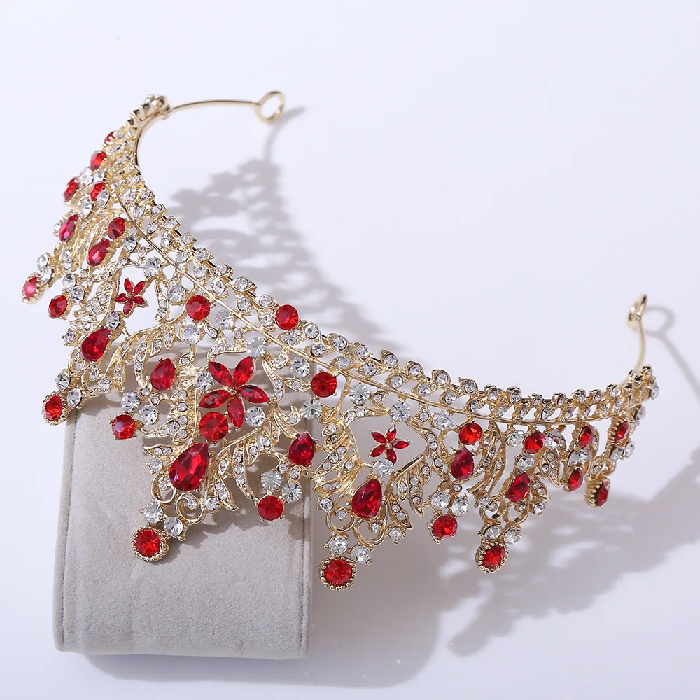 Baroque Korean Gold Color Rhinestone Crown Hair Accessories Luxury Crystal Tiara For Women Wedding Headdress Bridal Hair Jewelry