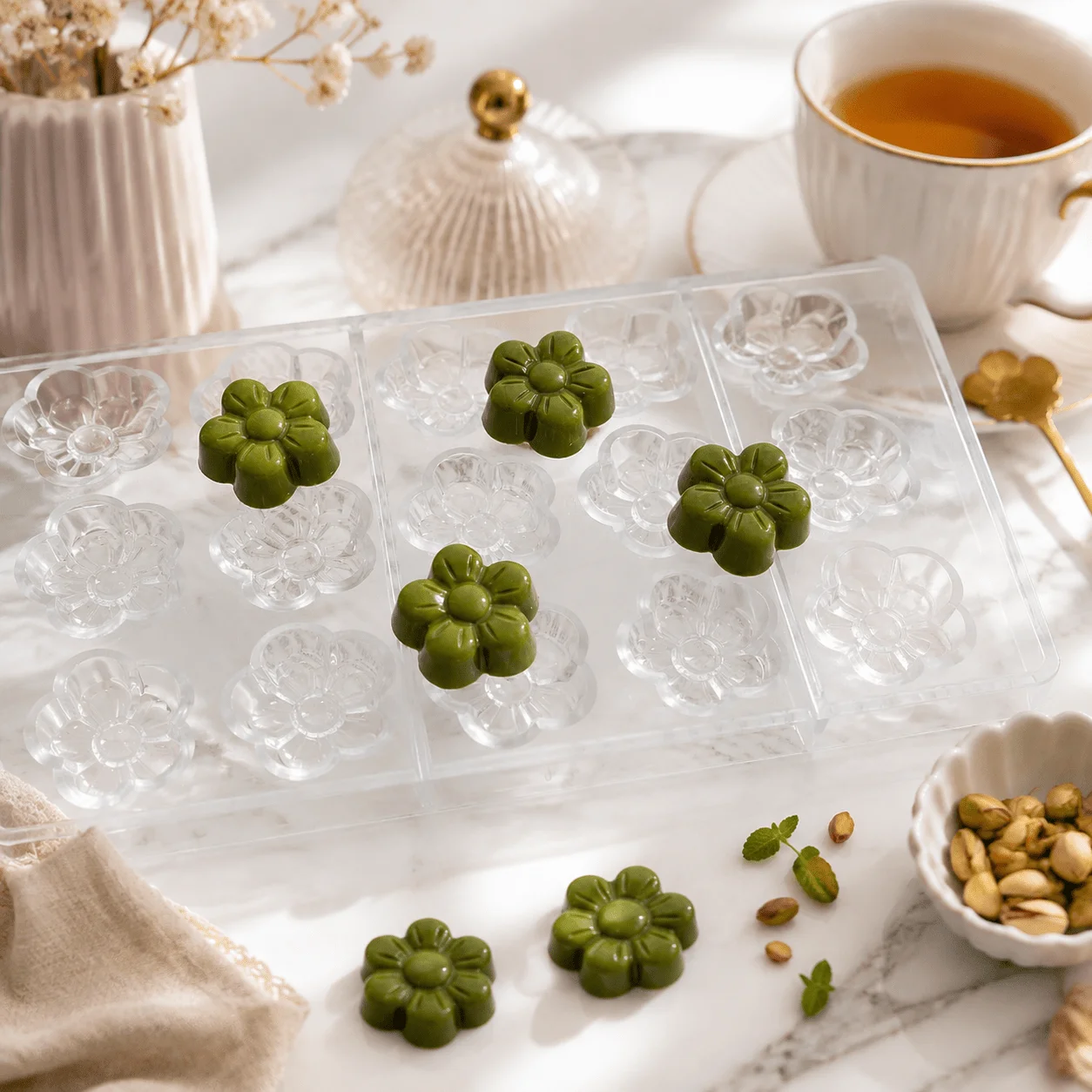 18‑Cavity Flower Shape Clear Hard Plastic Mould, Food‑Grade DIY Baking Tool for Chocolate Jelly Candy Ice view 4