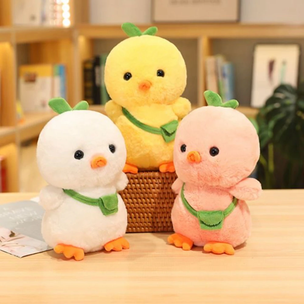 

25cm Cartoon Bag Chick Plush Toy Chicken Doll Appease Pillow Home Decorate Stuffed Animals Colorful Gift For Birthday Boys Girls