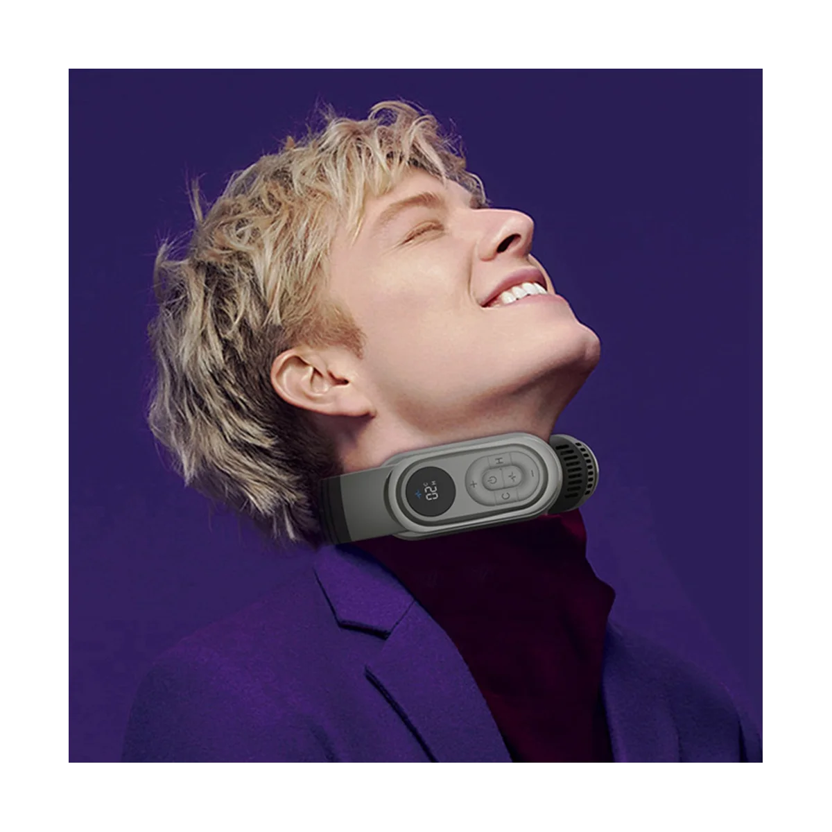 Подвесной шейный вентилятор, Кондиционер без листьев с шейным ободом, охлаждающий массажер с подогревом, горячий компрессор, Вибрационный массажер, C