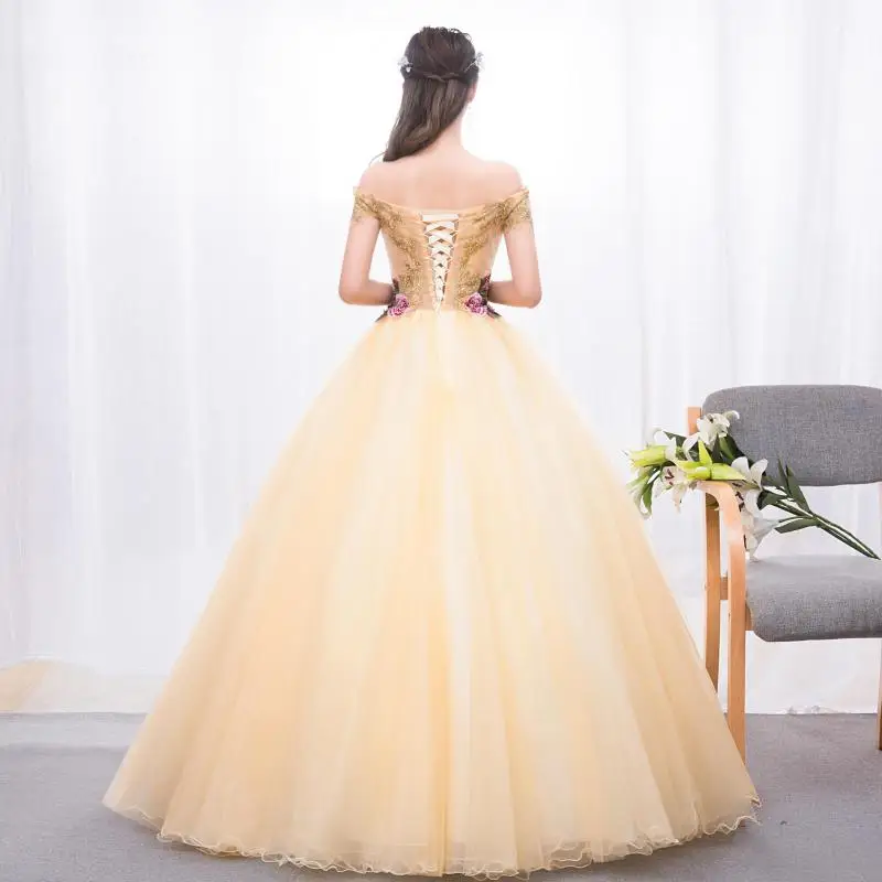 Vestidos Vintage de quinceañera con rosas, vestido de baile de tul largo hasta el suelo con hombros descubiertos, vestidos elegantes clásicos para baile de graduación