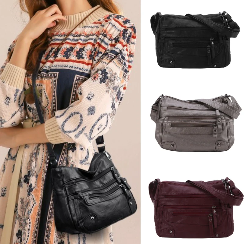 High Quality Women's Soft Leather Shoulder Bags Multi-Layer Pockets Classic Crossbody Bag Luxury Designer Handbags and Purses