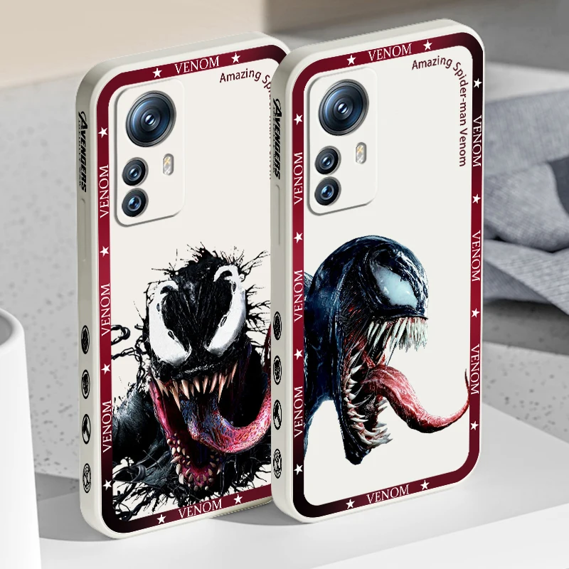 Marvel Venom Red Art Cool Liquid Left Rope For Xiaomi Mi 14 13T 13 12T 12 11T 11i 11 A3 10T 10 9 Pro Lite Ultra 5G TPU