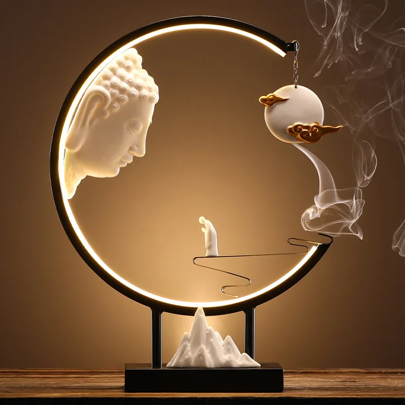 

New Chinese incense burner decoration TV cabinet creative home tea room living room wine cabinet backflow incense decorations