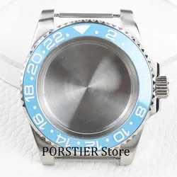 ice blue ceramic bezel Watch Case 40mm 316L Steet Sapphire waterproof For NH35 NH36 Movement 28.5mm dial Submariner Gmt case